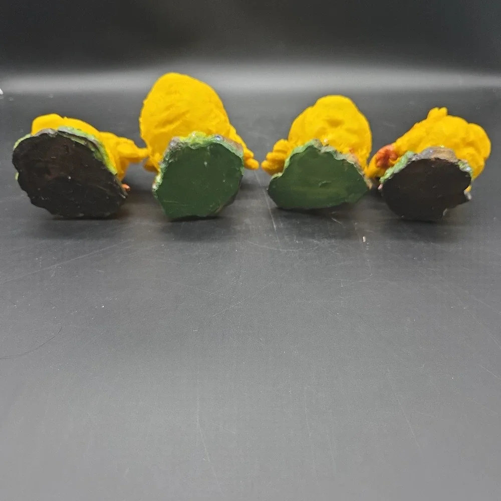 4 Pc Miniature Yellow Chick Figurines Easter Spring Decor Tiny Resin Birds Lot